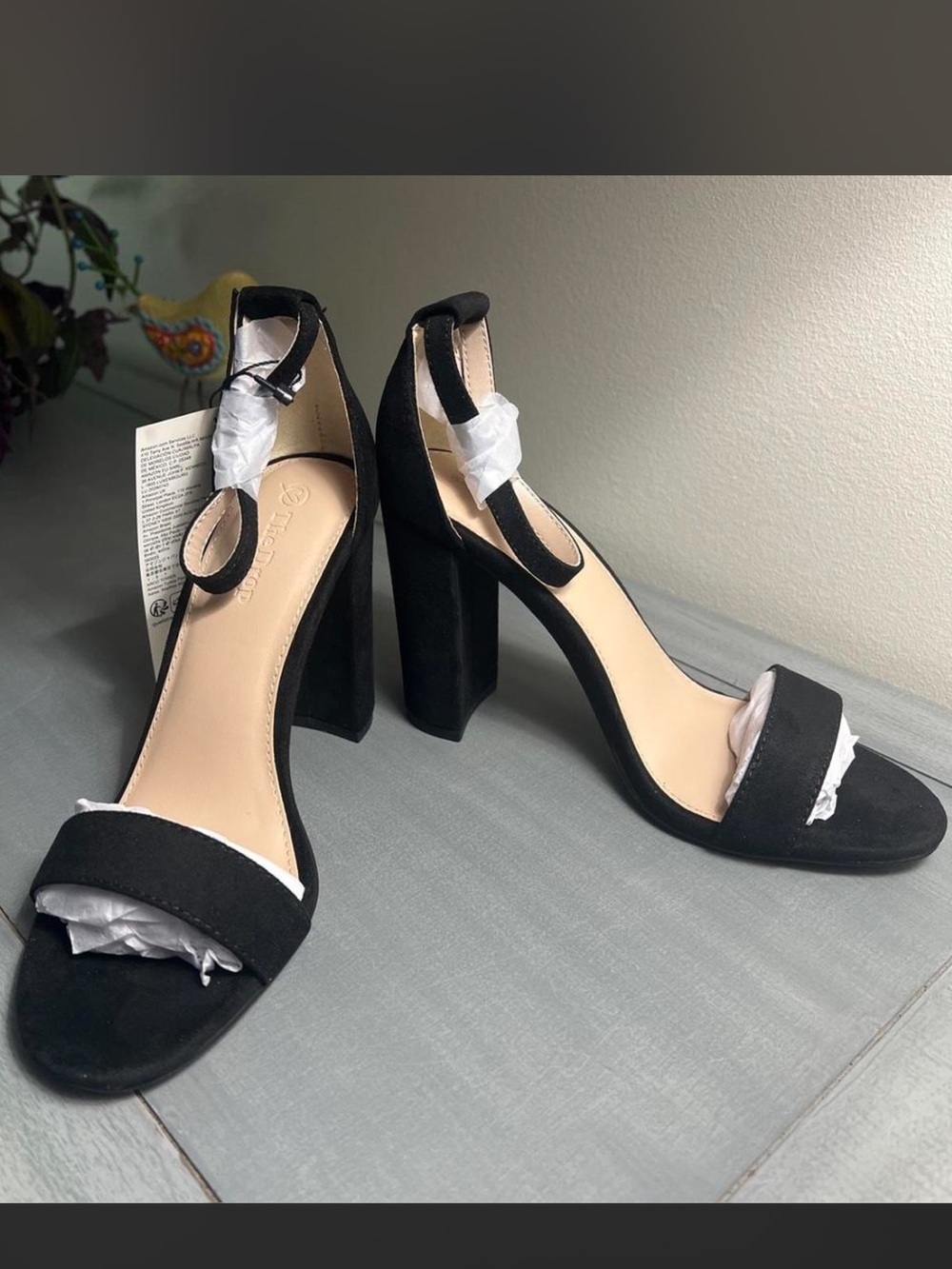 NIB Black Suede Block Heel